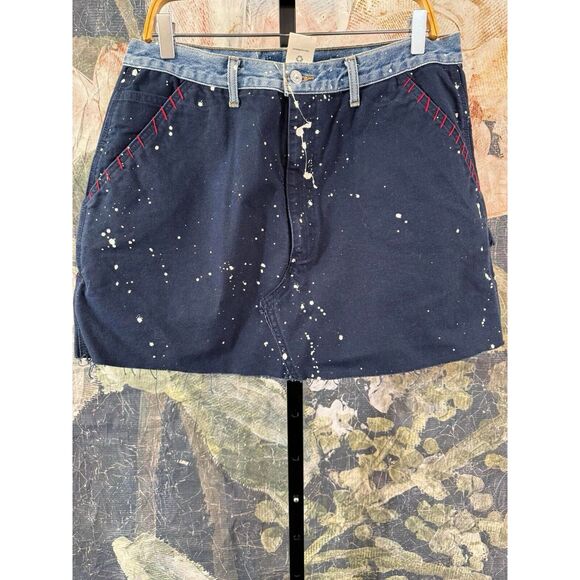 New Free People TRICIA FIX  Carhartt Mini Skirt - Navy Size Large - Picture 9 of 9